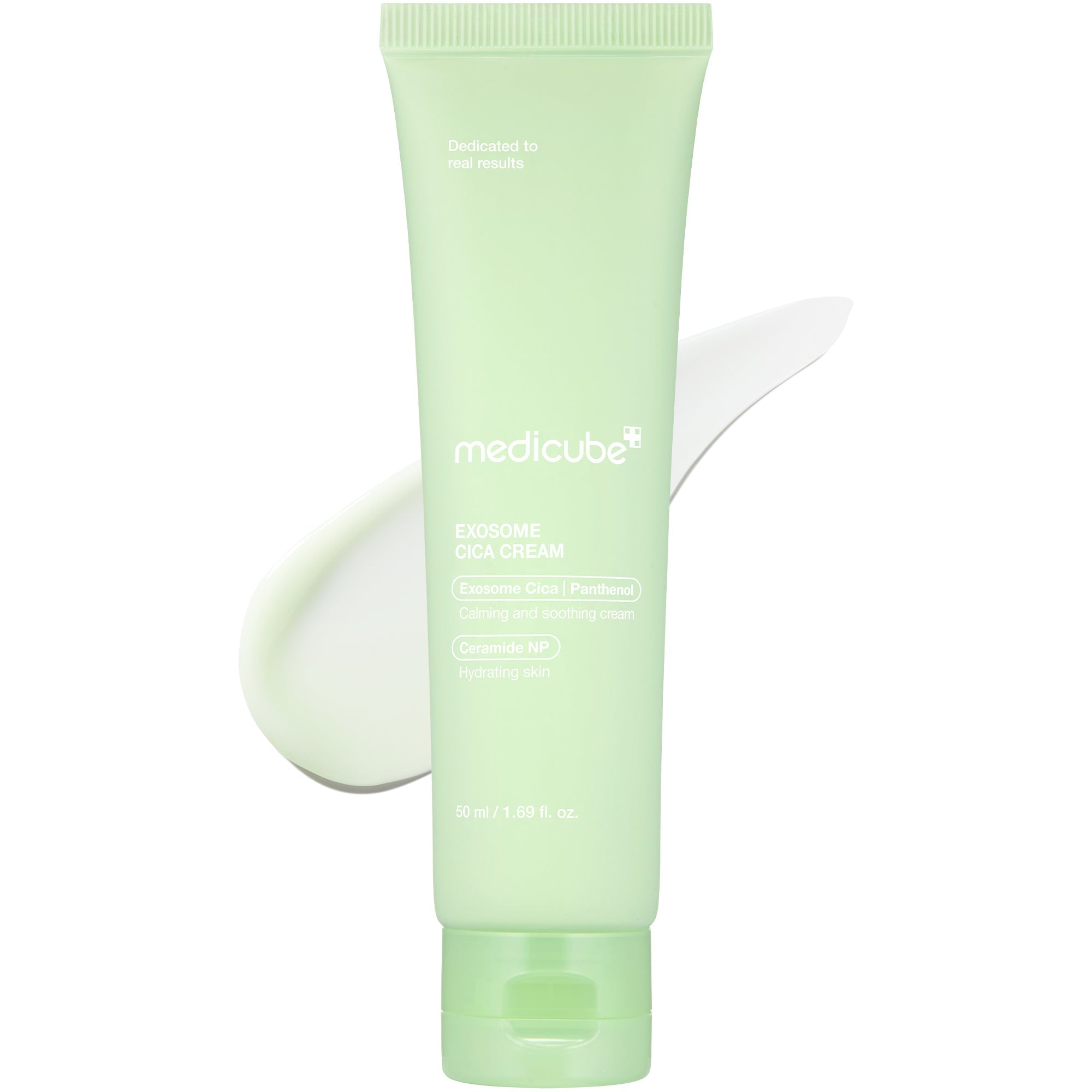 Medicube Exosome Cica Calming Cream jar showing creamy face care formula with calming ingredients and sleek packaging.