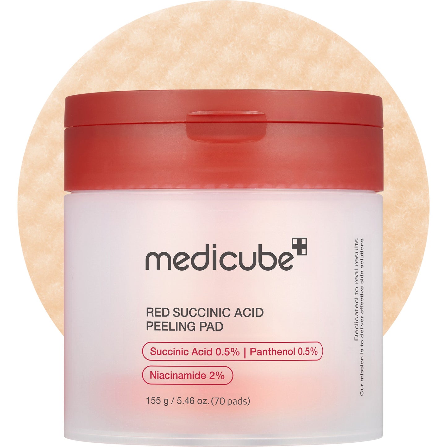 Red Succinic Acid Panthenol Pads from RED LINE acne care by Shopify_ME, showing the soothing pads in a clear container.