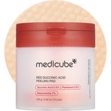 Red Succinic Acid Panthenol Pads from RED LINE acne care by Shopify_ME, showing the soothing pads in a clear container.