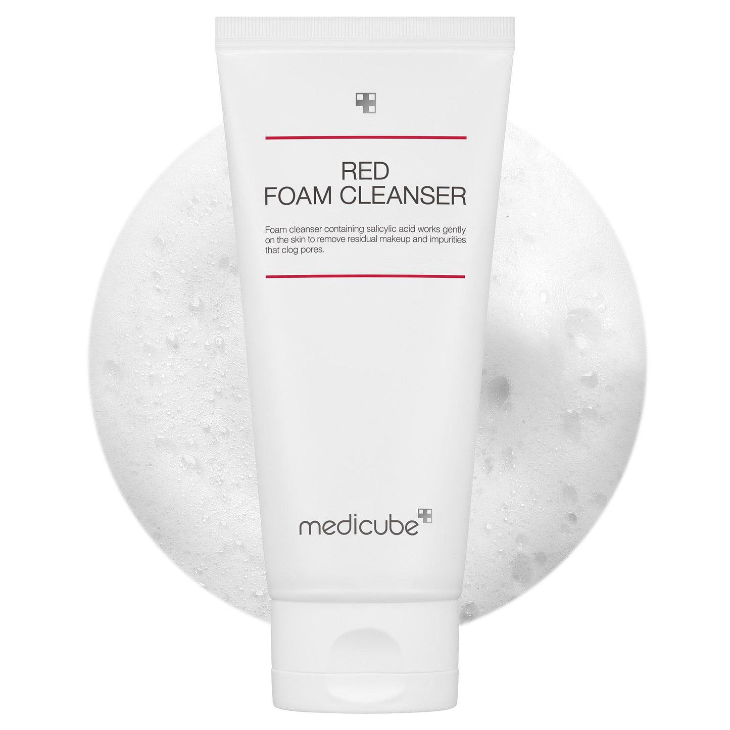 Red Foam Cleanser from RED LINE Acne Care by Shopify_me, showing a vibrant red foam cleanser bottle with a pump dispenser.