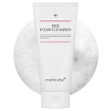 Red Foam Cleanser from RED LINE Acne Care by Shopify_me, showing a vibrant red foam cleanser bottle with a pump dispenser.