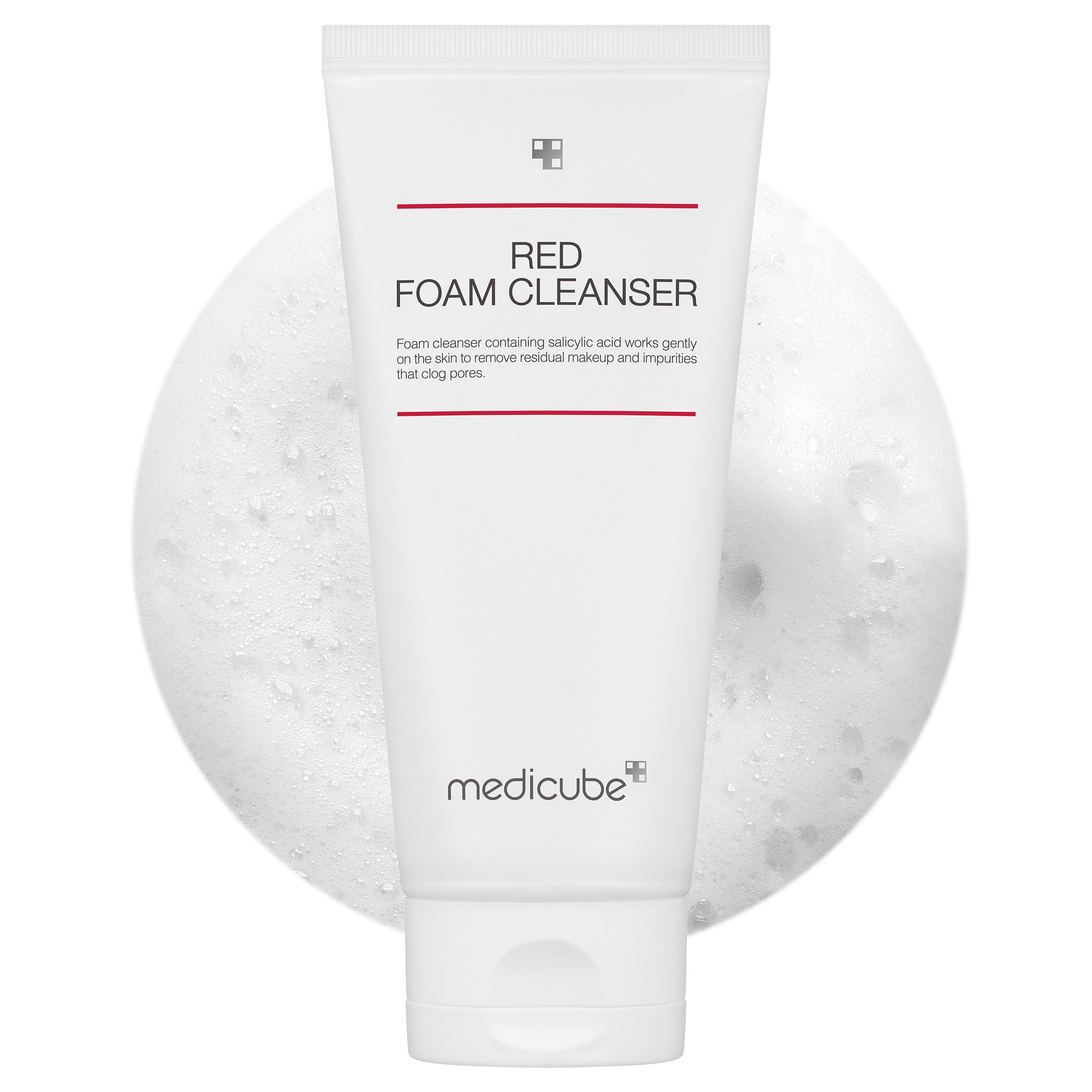 Red Foam Cleanser from RED LINE Acne Care by Shopify_me, showing a vibrant red foam cleanser bottle with a pump dispenser.