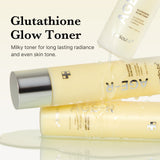 AGE-R Glutathione Glow Milk Toner bottle with label, clear liquid inside, and a clean, minimalist design.