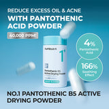 Nubuvaan pantothenic acid powder bottle with text on a blue background