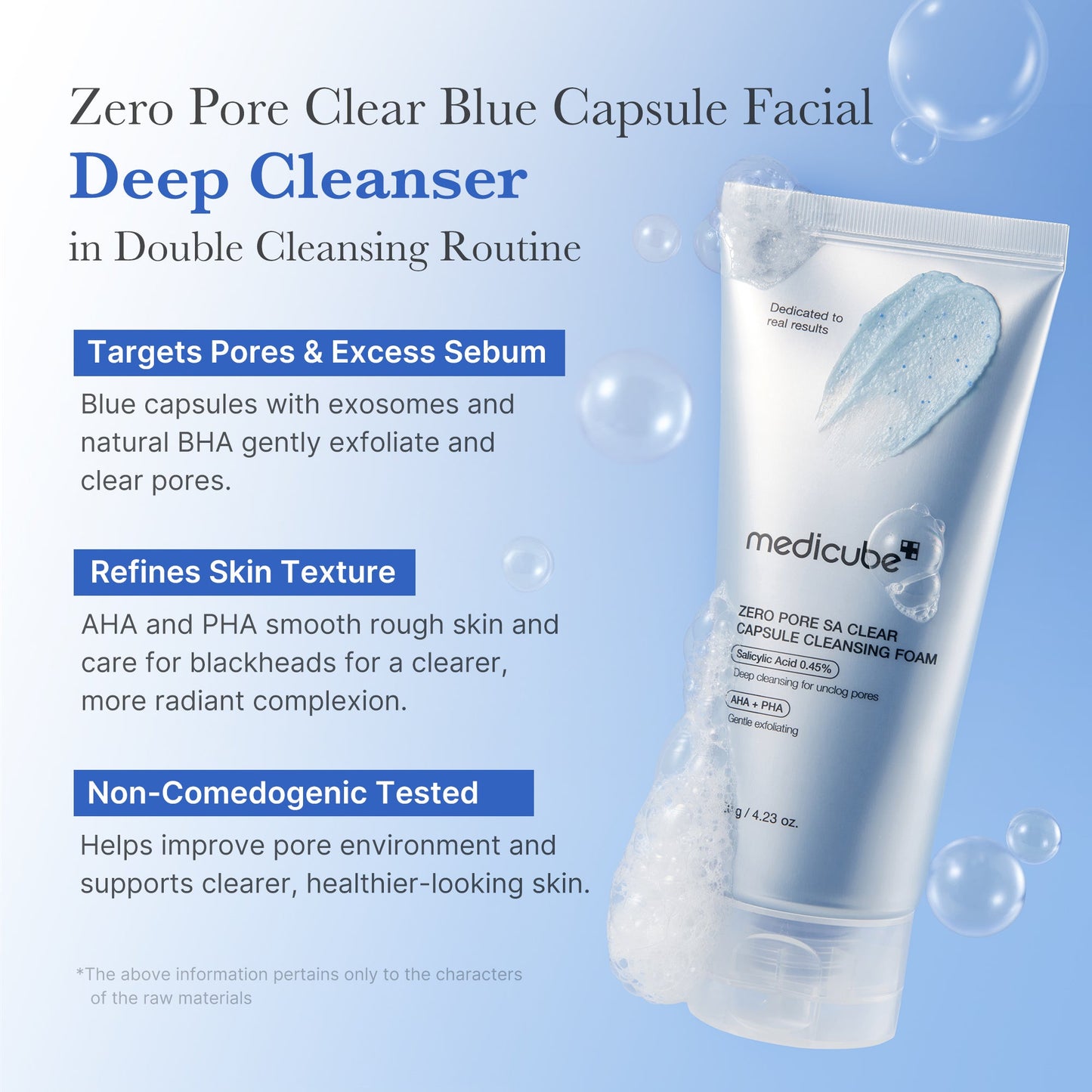 Zero Pore Capsule Cleansing Foam from the ZERO LINE pore care collection, showing a white foaming cleanser in a clear bottle.