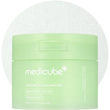 Medicube Exosome Cica Calming Toner Pads for face, showing soft, round pads with calming and exfoliating ingredients.