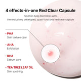 Red Clear Capsule Body Lotion from SHOPIFY_ME's RED LINE acne care range, featuring a sleek red bottle and clear capsules.