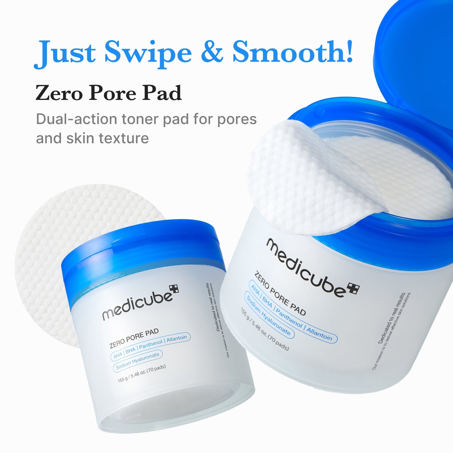 Medicube Zero Pore Pads from the ZERO LINE for pore care, showing a close-up of the product packaging and pads.
