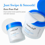 Medicube Zero Pore Pads from the ZERO LINE for pore care, showing a close-up of the product packaging and pads.