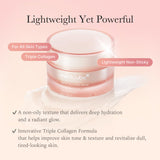 Glass Glow Line Triple Collagen Cream jar with white lid, firming skincare product from Shopify_Me on a neutral background.
