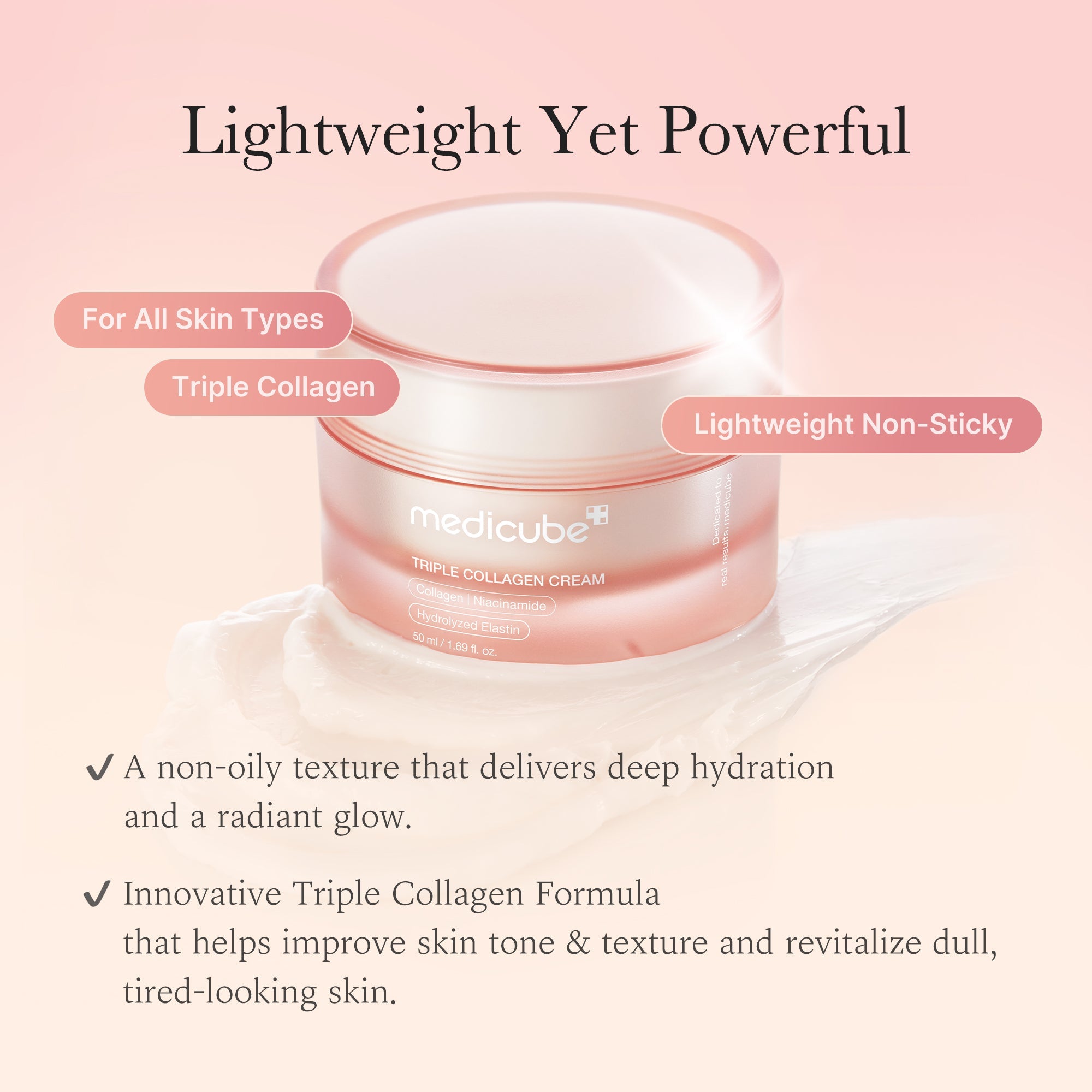 Glass Glow Line Triple Collagen Cream jar with white lid, firming skincare product from Shopify_Me on a neutral background.