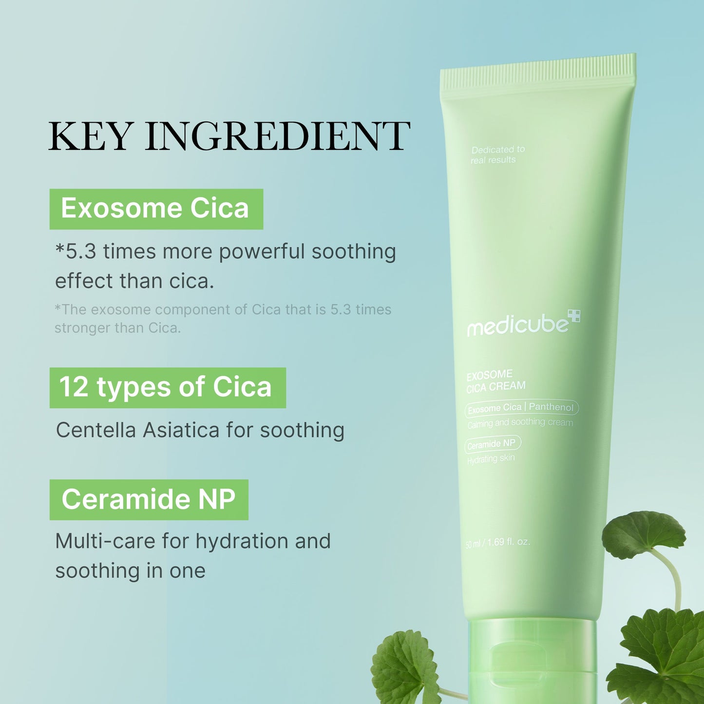 Medicube Exosome Cica Calming Cream for face care, featuring soothing and moisturizing ingredients in a creamy texture.