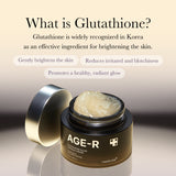 AGE-R Glutathione Glow Capsule Cream jar with label and lid, showcasing the skincare product for radiant skin.