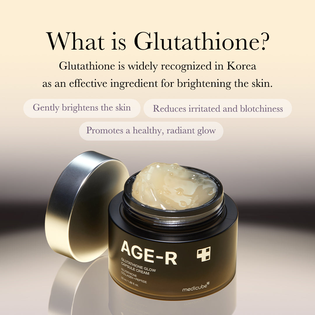 AGE-R Glutathione Glow Capsule Cream jar with label and lid, showcasing the skincare product for radiant skin.