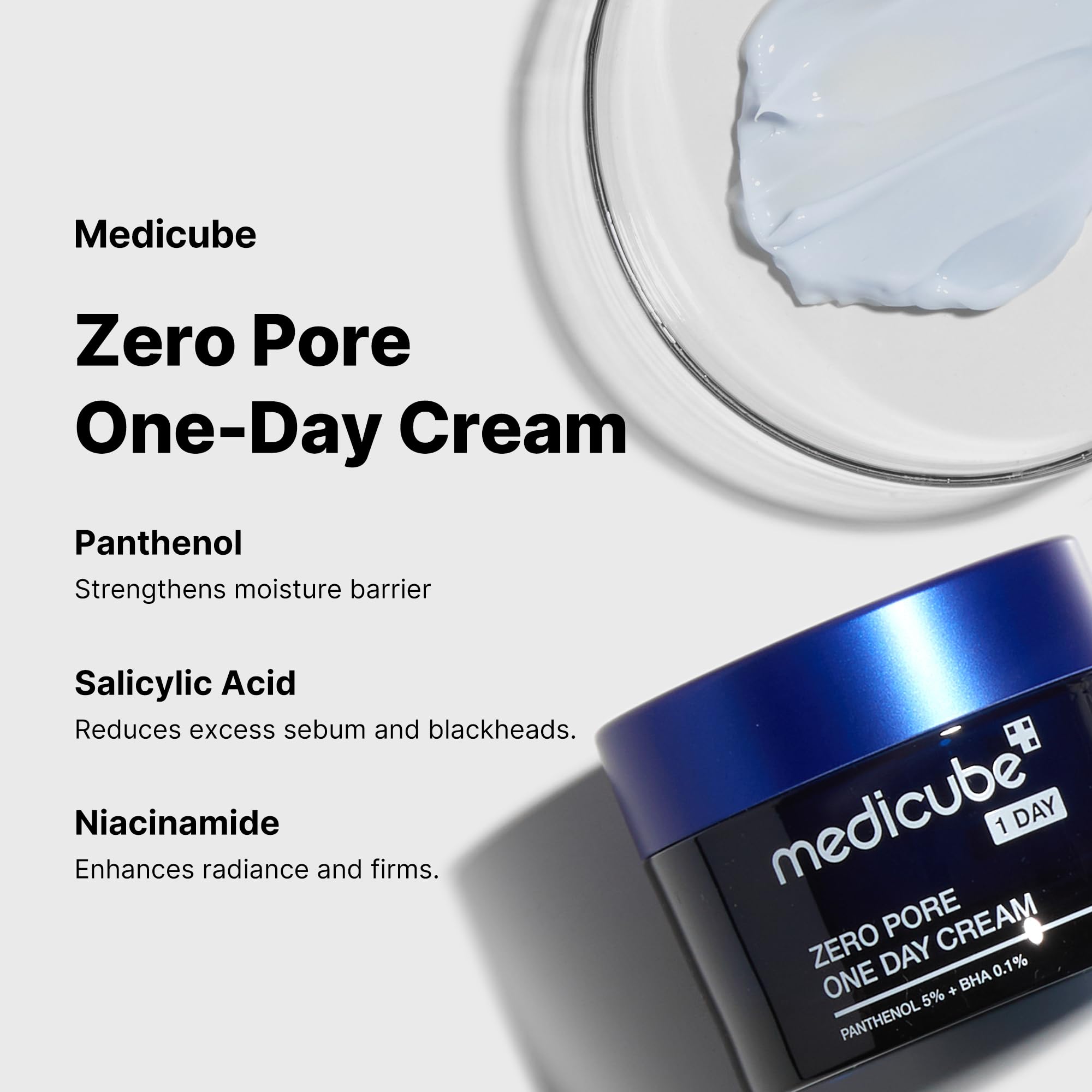 Zero Pore One-day Cream from SHOPIFY_ME Zero Line pore care product, showing the sleek jar with cream inside and minimalist packaging.