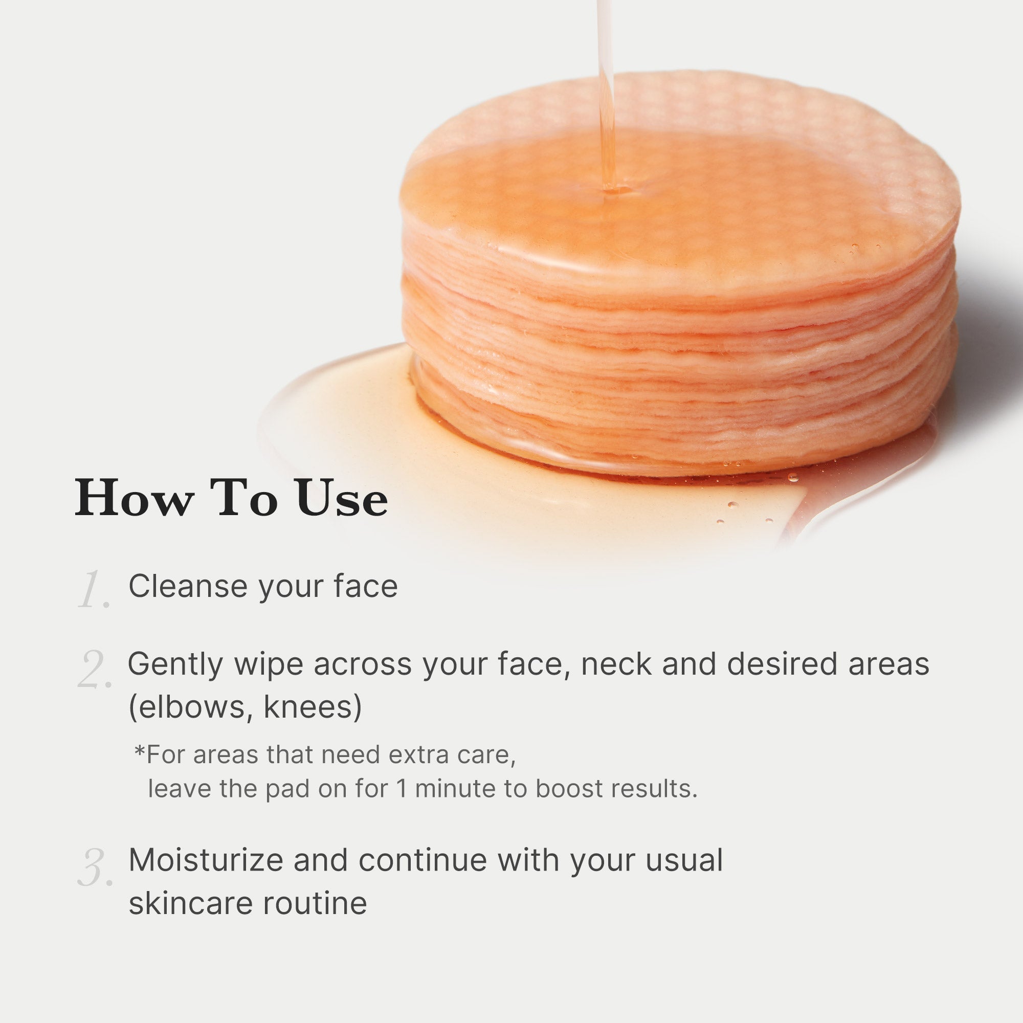 Red Succinic Acid and Panthenol pads from RED LINE Acne Care, shown in a clear container with several pads visible.