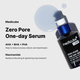 Zero Pore One-day Serum from SHOPIFY_ME ZERO LINE for pore care, featuring clear liquid in a sleek bottle with a dropper applicator.
