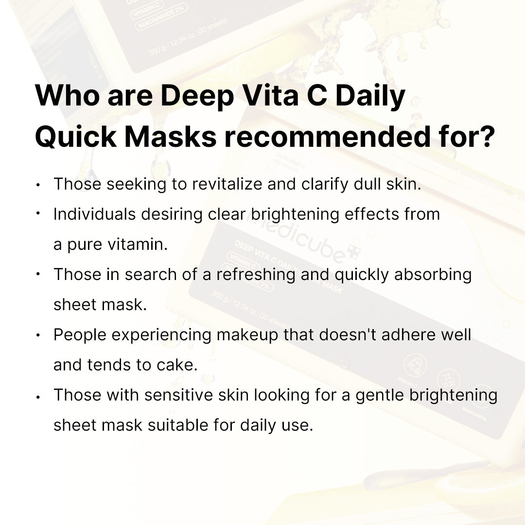 Deep Vita C Daily Quick Mask for deep line reduction, anti-aging skincare by Shopify_Me, shown in a vibrant, hydrating mask application.