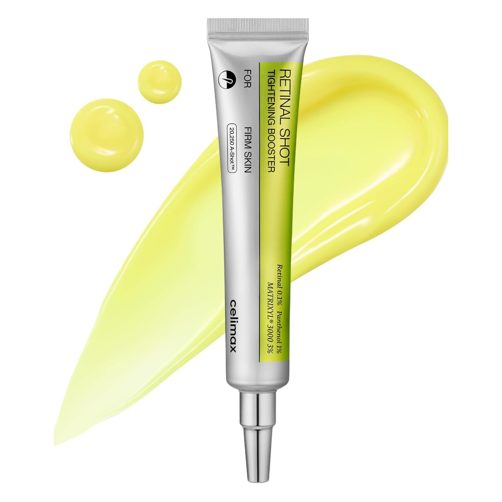 Celimax Retinal Tightening Booster bottle for pore clearing and anti-wrinkle skincare, with a focus on pore care and skin tightening.