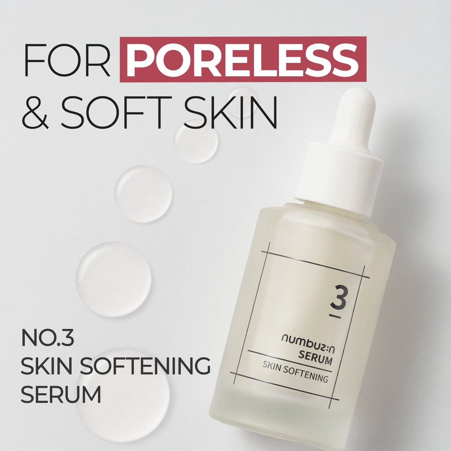 Numbuzin No.3 Skin Softening Serum in a sleek bottle, designed to hydrate and smooth skin with nourishing ingredients.