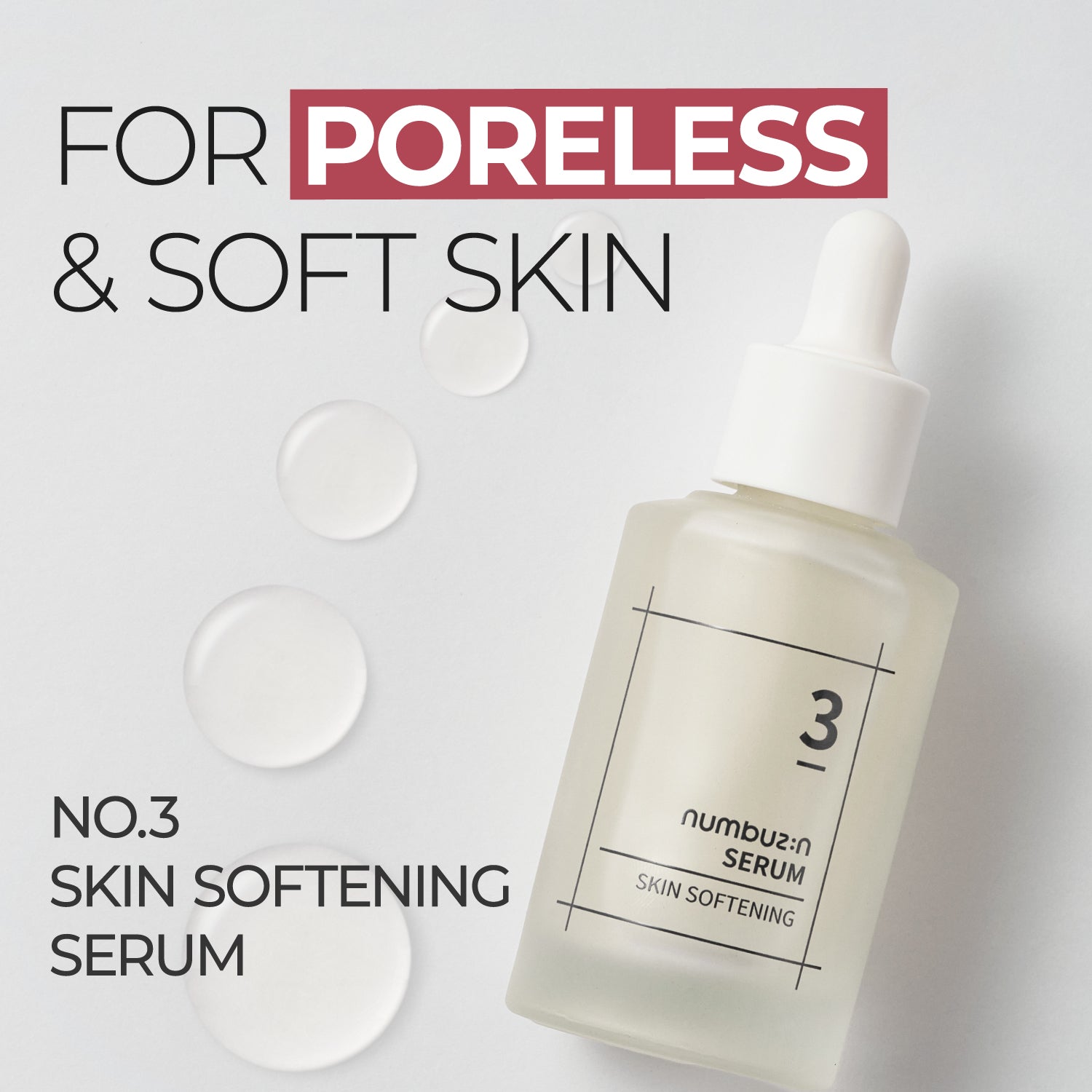 Numbuzin No.3 Skin Softening Serum in a sleek bottle, designed to hydrate and smooth skin with nourishing ingredients.