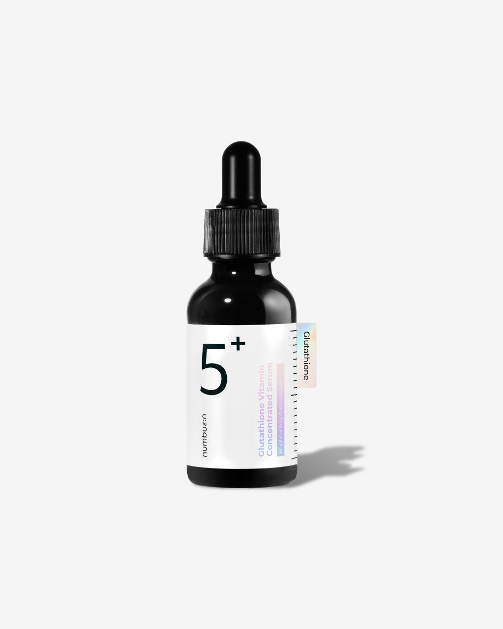 Numbuzin No.5+ Glutathione Vitamin Concentrated Serum bottle with dropper for skincare benefits.
