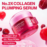 Numbuzin No.2 Rose PDRN Collagen 2X Plumping Serum in a clear glass bottle with a dropper applicator, displayed on a white background.