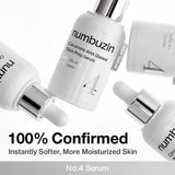 Numbuzin No.4 Ceramide AHA Glazed Skin Prep Serum in a clear bottle with dropper, showing the serum's smooth texture.