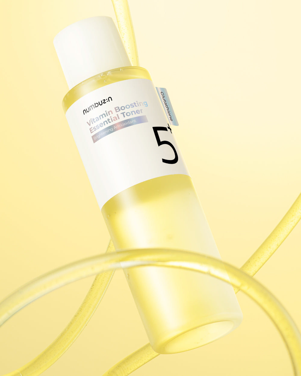 Numbuzin No.5 Vitamin Boosting Essential Toner bottle with clear label, designed for skincare and hydration.