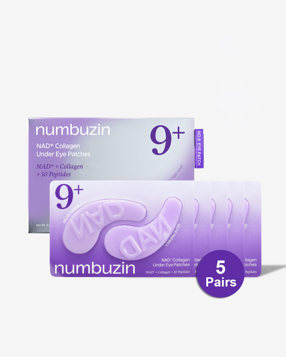Numbuzin No.9 NAD+ Collagen Under Eye Patches, special treatment for under-eye revitalization, shown in a close-up image.