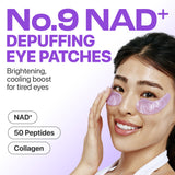 Numbuzin No.9 NAD+ Collagen Under Eye Patches in a box, showing five pairs of special treatment eye patches with collagen and NAD+ ingredients.