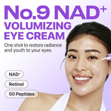 Numbuzin No.9 NAD+ Retinol Volumetox Eye Cream special treatment jar with applicator and product label visible.