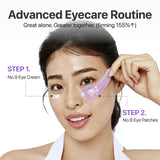 Numbuzin No.9 NAD+ Collagen Under Eye Patches for anti-aging, shown on under-eye area in a special treatment product image.