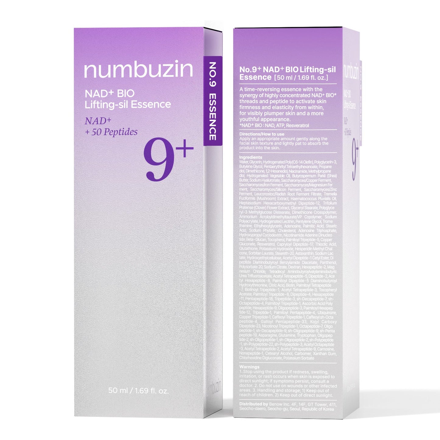 Numbuzin No.9 NAD+ BIO Lifting Serum in a sleek bottle, showcasing the skincare product designed for skin lifting and rejuvenation.