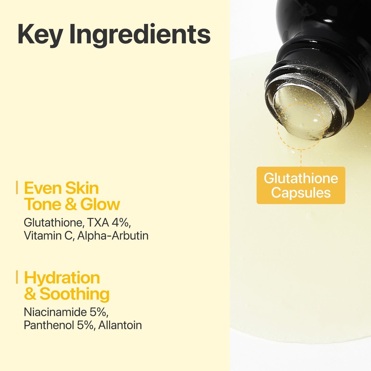 Numbuzin No.5+ Glutathione Vitamin Concentrated Serum bottle with dropper, skincare product for brightening and antioxidant benefits.