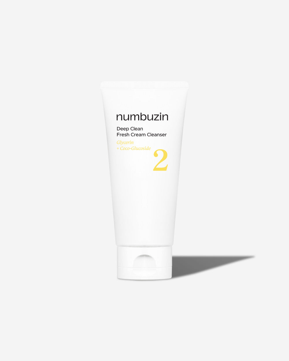 Numbuzin No.2 Deep Clean Fresh Cream Cleansing Foam in a white tube with blue accents, designed for deep facial cleansing.