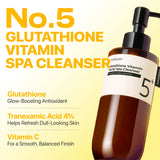 Numbuzin No.5 Glutathione C Facial Spa Cleansing Oil bottle and pump for gentle skin cleansing and brightening.
