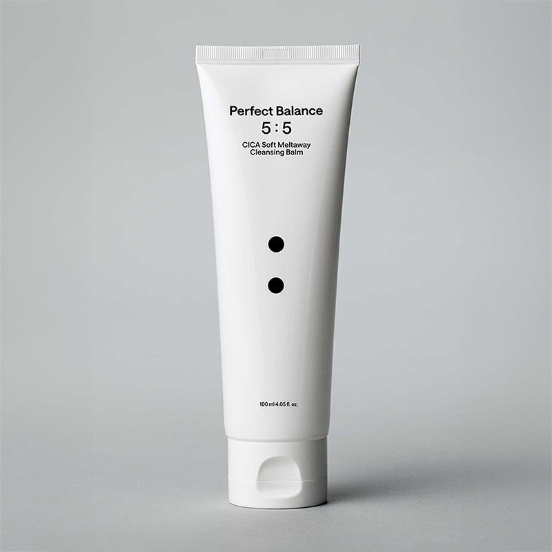 B : Lab CICA Soft Meltaway Cleansing Balm in a jar, showing creamy texture and soothing ingredients for gentle facial cleansing.