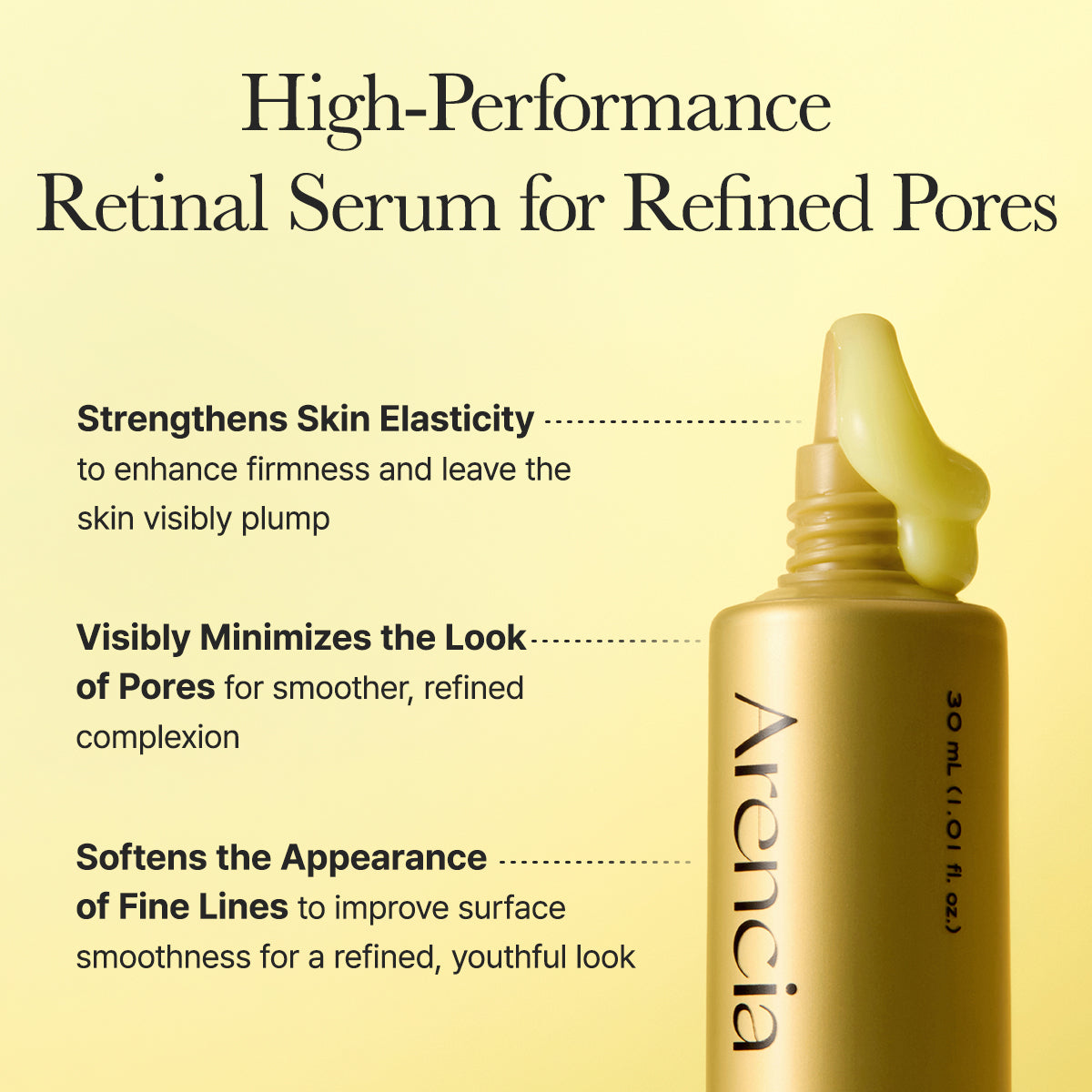 Arencia Advanced Retinal Booster Shot facial serum with a sleek bottle and dropper for youthful skin enhancement.
