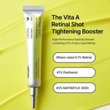 Celimax Retinal Tightening Booster for pore clearing, anti-wrinkle, and pore care, featuring a dropper bottle with serum inside.