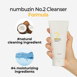 Numbuzin No.2 Deep Clean Fresh Cream Cleansing Foam bottle with white pump and minimalist label, placed on a neutral background.