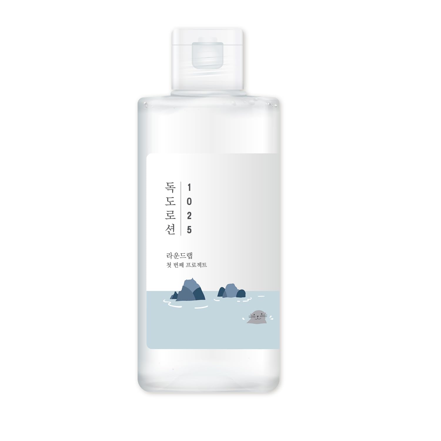 ROUND LAB 1025 Dokdo Lotion toner bottle, 200ml, with clear label and minimalist packaging, designed for skincare hydration.