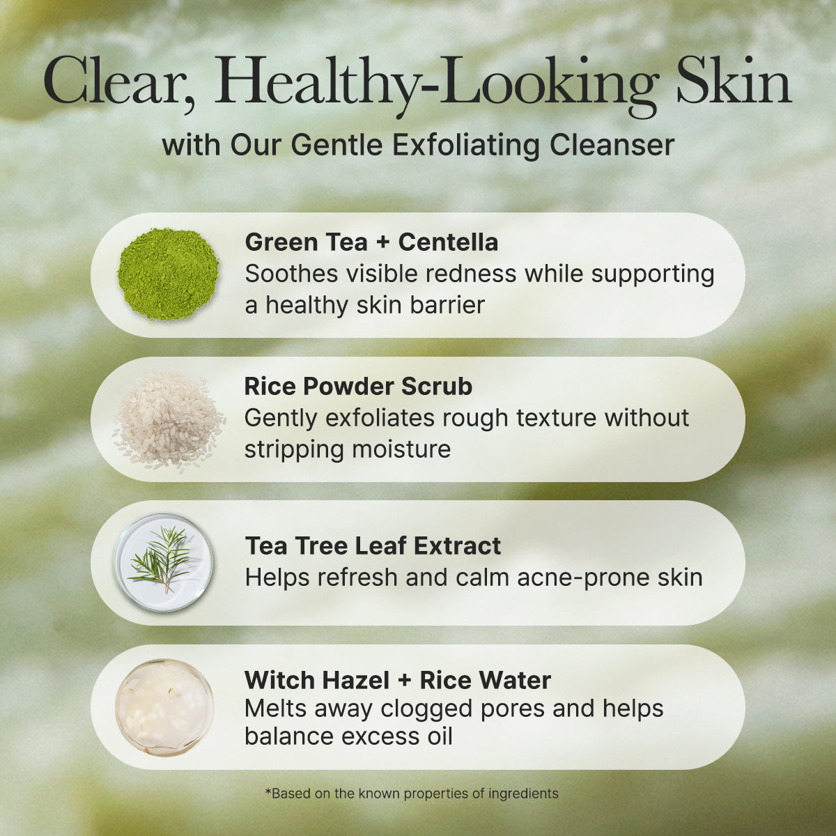 Arencia Fresh Green Rice Mochi Cleanser for face care, showing a tube of the skincare product with green rice mochi extract.