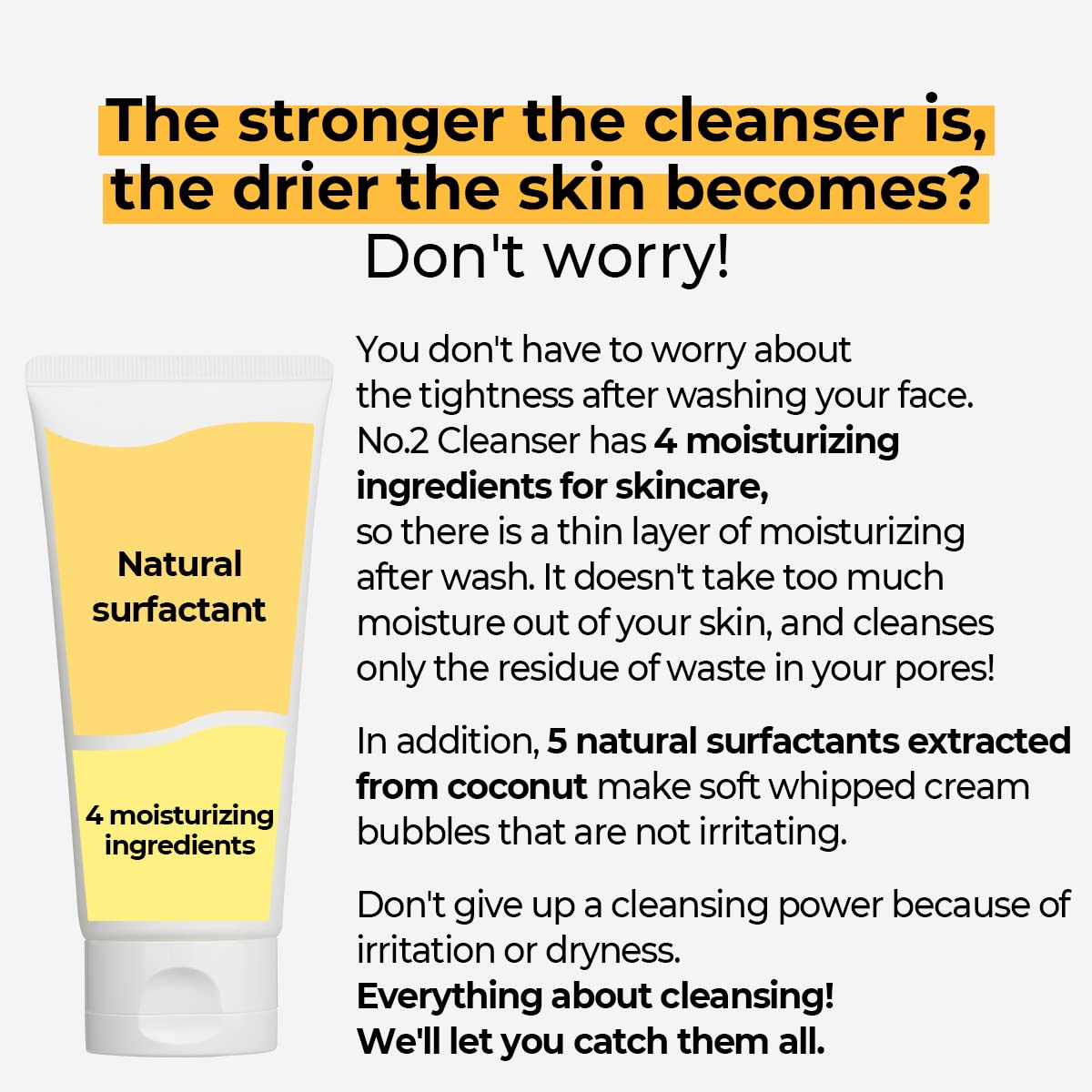 Numbuzin No.2 Deep Clean Fresh Cream Cleansing Foam in a tube, showing the creamy texture and clean packaging.