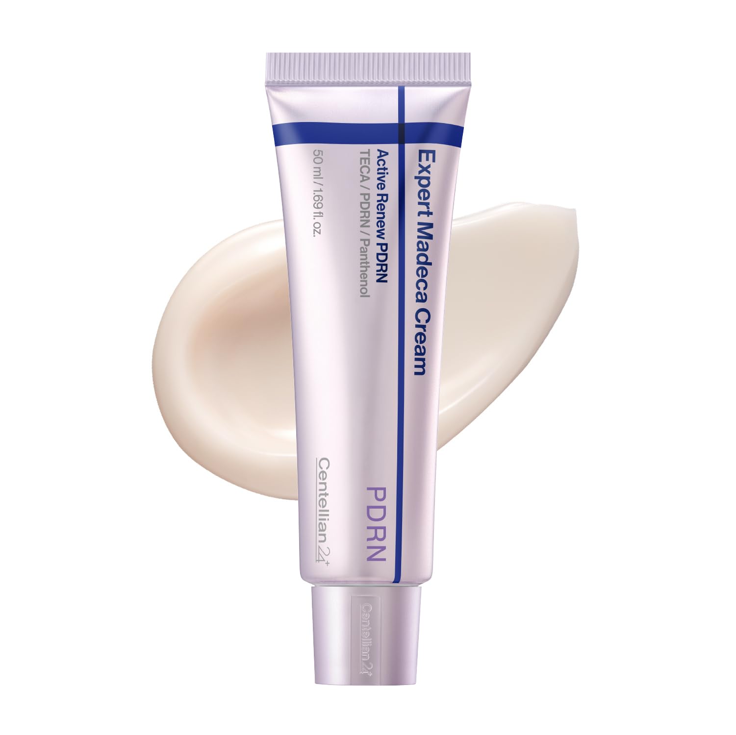 CENTELLIAN 24 Expert Madeca Cream with PDRN for skin renewal, featuring a white jar with product label and cream inside.