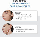 SKINZA Madagascar Centella Tone Brightening Ampoule bottle with label and dropper, skincare product for brightening and soothing.