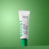 SKINZA Paula's Choice 10% Azelaic Acid Booster in a clear pump bottle, showing the skincare product for brightening and skin clarity.