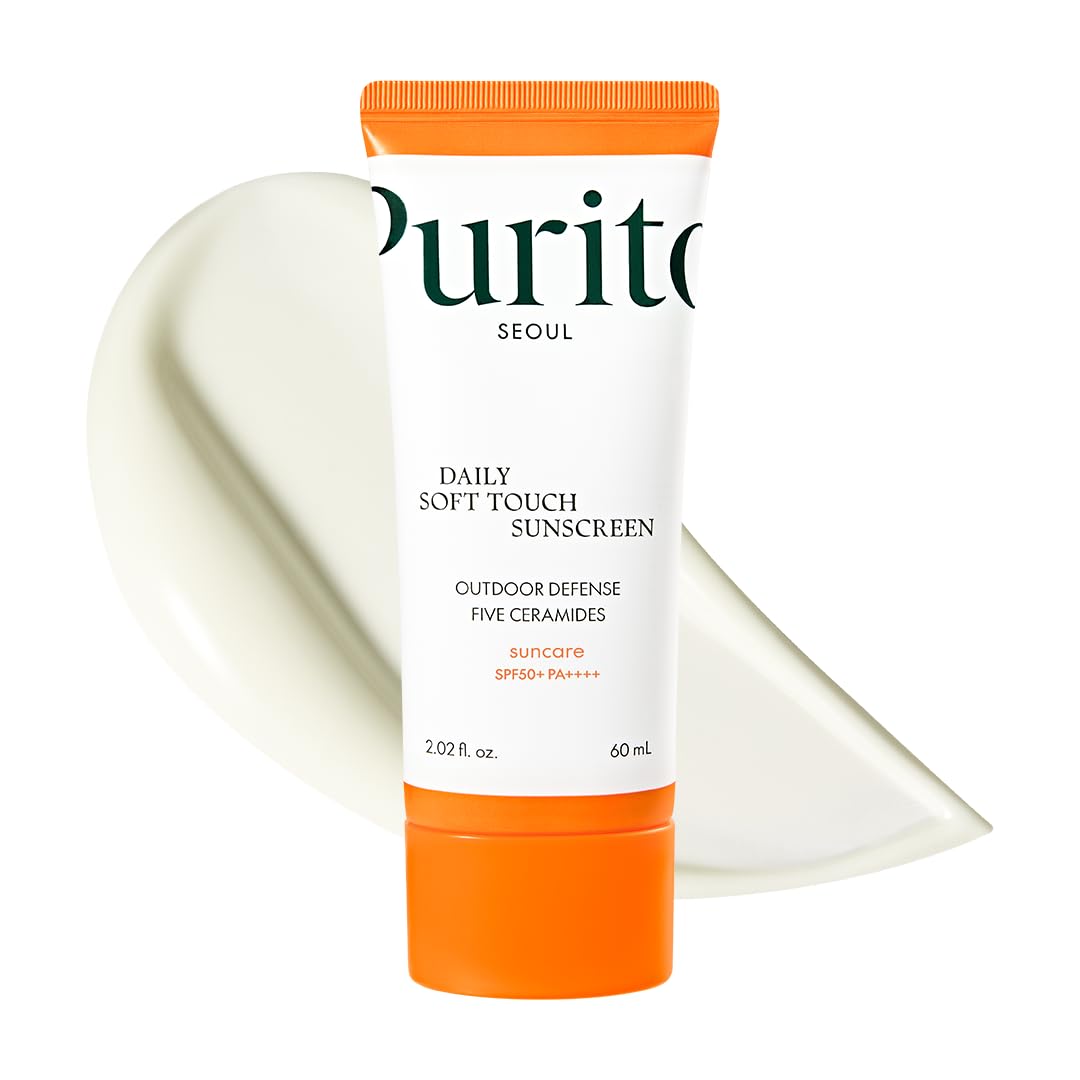 Purito SEOUL Daily Soft Touch Sunscreen tube showing smooth, lightweight formula and SPF packaging for daily sun protection.