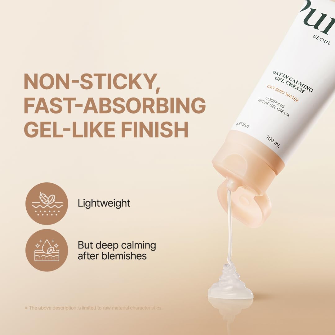 Purito Seoul Oat Calming Gel Cream for face care, with a jar showing its soothing, lightweight texture and calming ingredients.