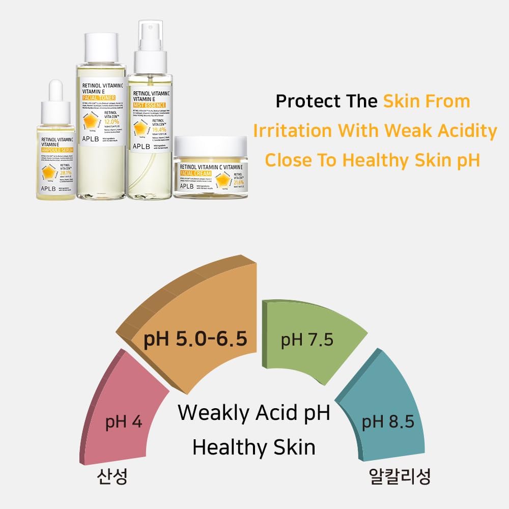 APLB Retinol, Vitamin C, and Vitamin E facial toner in a clear bottle with a pump for skincare.